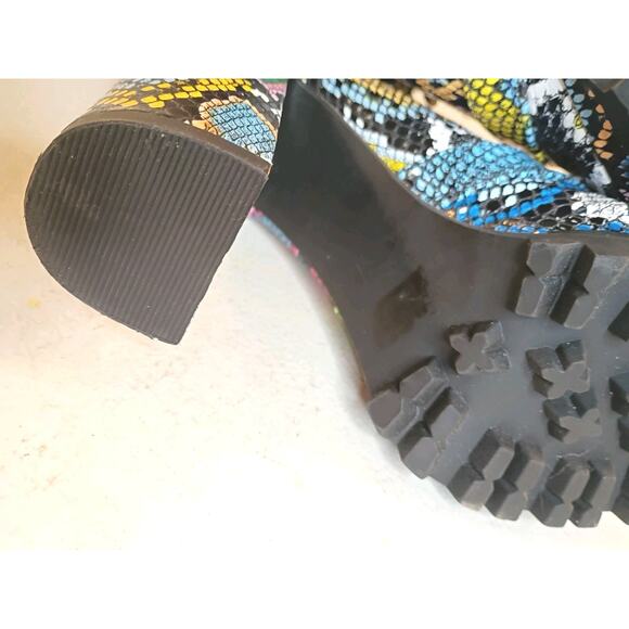 Liliana Women’s 8 Multi Colored Snakeskin Design Ankle Block Heel Boots - Picture 8 of 8